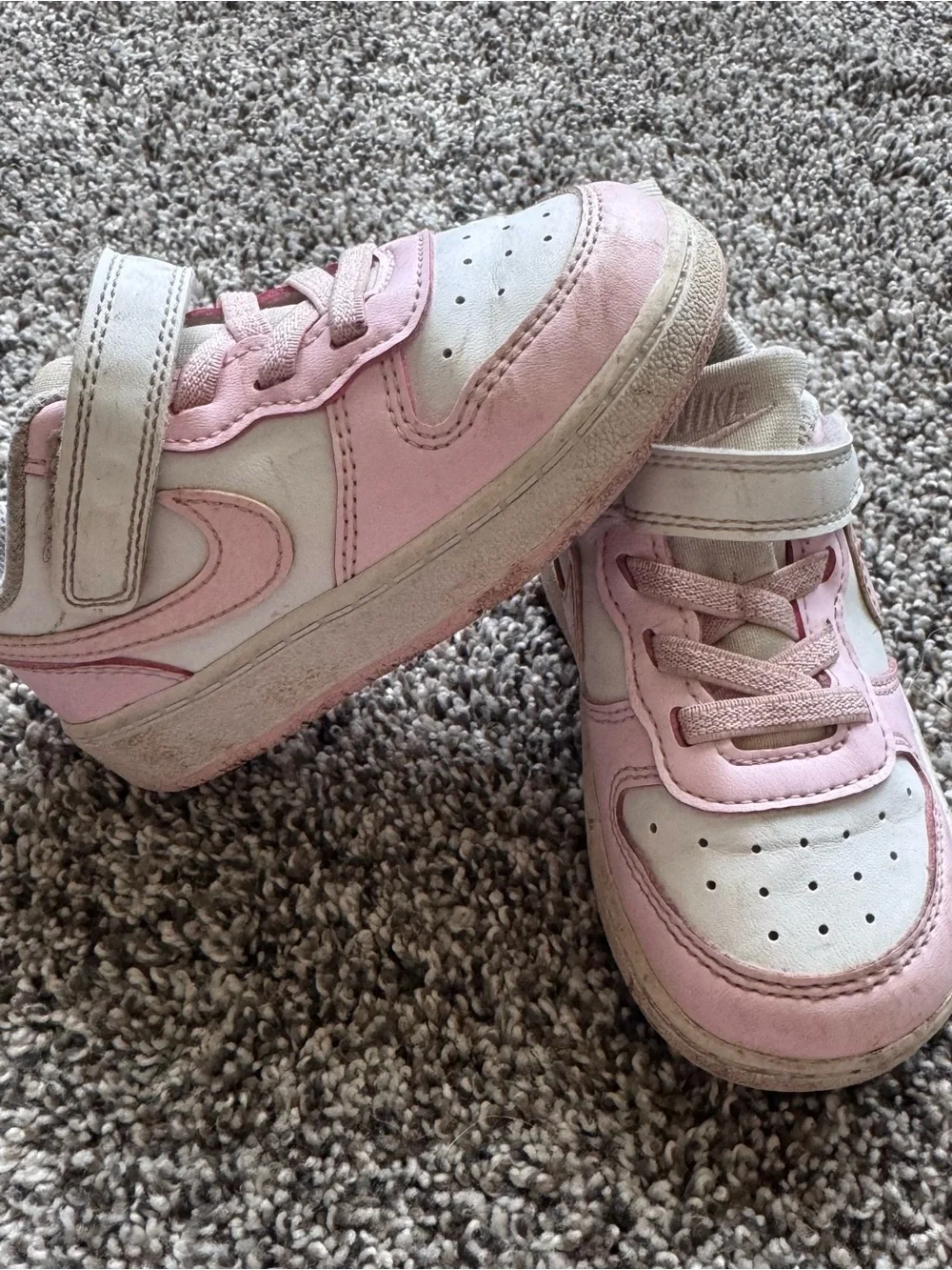 Nike Kids Pink and White Velcro Casual Sneakers